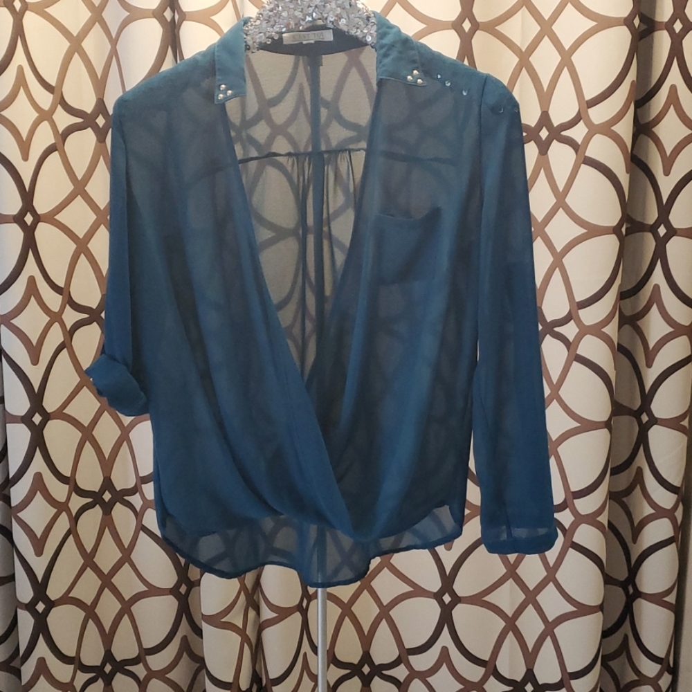 Dark Teal Sheer Top. C'EST Toi